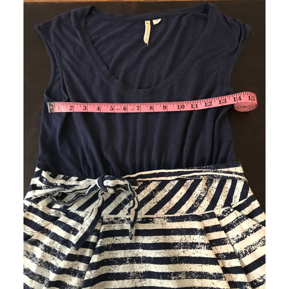 Anthropologie Little Yellow Button Women's Blue Striped Dress - Size Medium - Picture 4 of 7